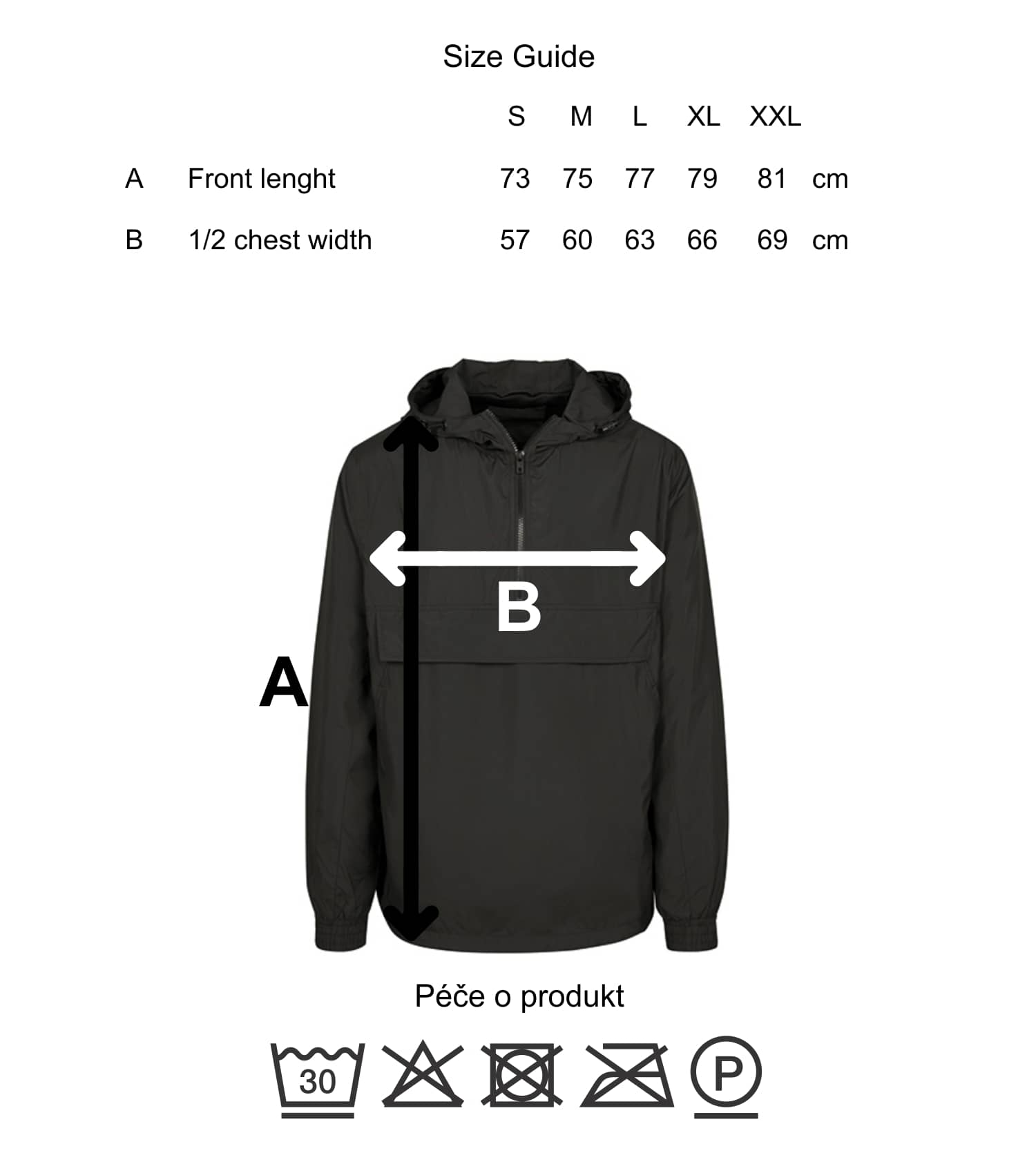 mens pullover jacket sizes